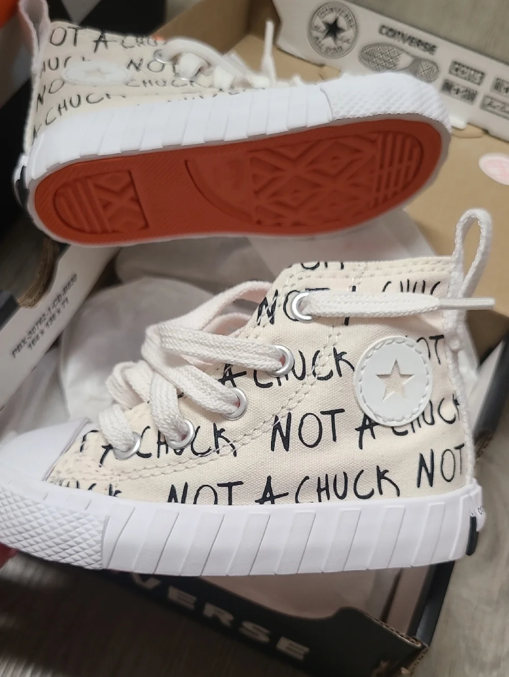 NEW Baby/Toddler Size 5 Converse Cream with Black Script